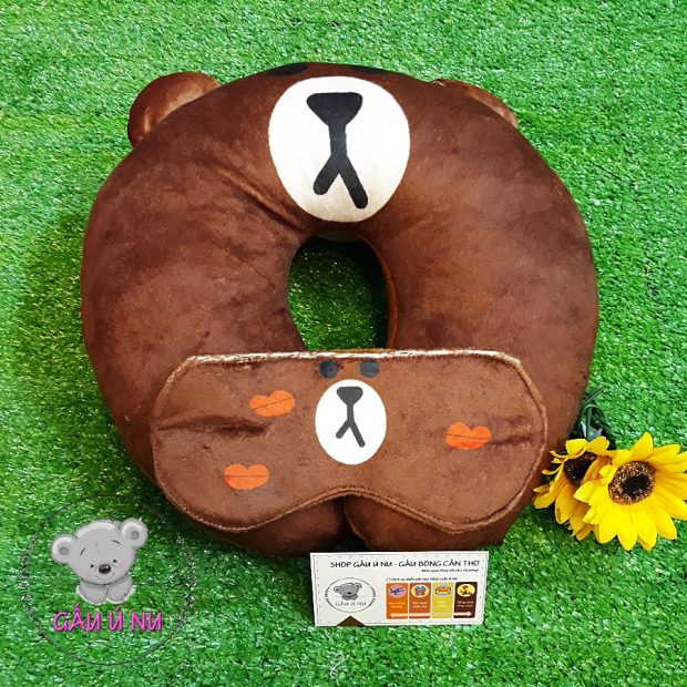 Combo Gối cổ + Bịt mắt Brown